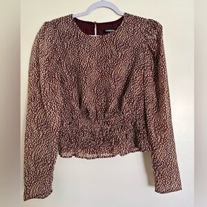 Express Puff Sleeve Smocked Waist Blouse Size Small